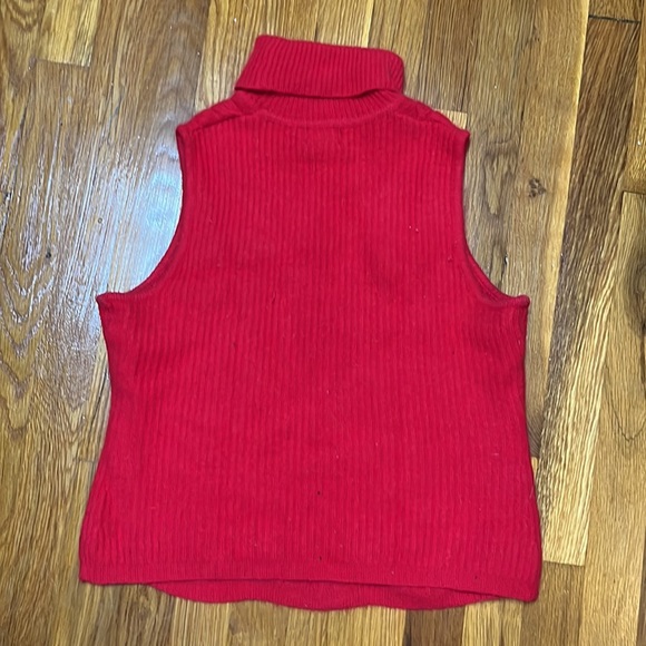 Rafaella Red Knit Sleeveless Turtleneck Angora Lambswool Sweater Size Medium - Picture 2 of 3